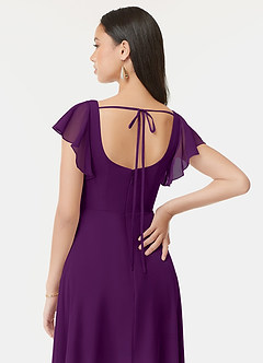 Azazie Bondi Bridesmaid Dresses Grape A-Line Ruffled Chiffon Dress image3
