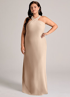 Azazie Doretta Brudtärnklänningar Klä av Sjöjungfru i Chiffong Plisserad Taupe image8