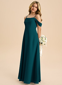 Azazie Anselie Junior Pine A-Line Off the Shoulder Chiffon Dress image5