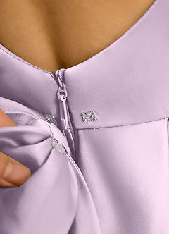 Azazie Babs Blumenmädchenkleider Ballkleid Plissee Matte Satin Kleid Frostiges Flieder image7