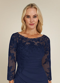 Azazie Alisondra Mother of the Bride Dresses Dark Navy Sheath Scoop Lace Lace Dress image5