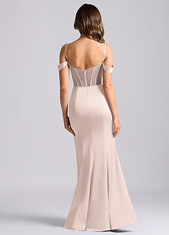 Azazie Alyce Brudtärnklänningar Klä av Sjöjungfru i Stretch Satin Av axeln Rodnande Rosa Konvertibel image2