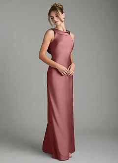 Azazie Aussie Bridesmaid Dresses Amethyst Sheath Pleated Stretch Satin Dress image5