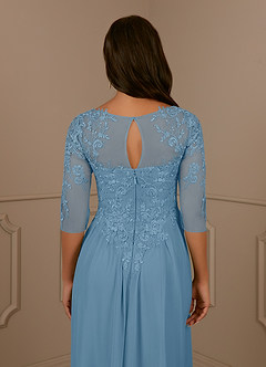 Azazie Harriet Mother of the Bride Dresses Steel Blue A-Line Scoop lace Mesh Dress image6