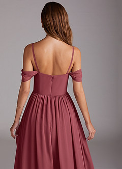 Azazie Calianna Bridesmaid Dresses Merlot A-Line Off the Shoulder Chiffon Convertible Dress image9