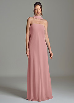 Azazie Ilana Abiti da Damigella Abito A-Line in Chiffon Senza Spalline Rosa Polverosa image4