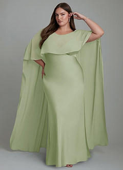 Azazie Stefania Bridesmaid Dresses Dusty Sage A-Line Stretch Satin Dress image7