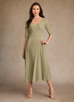 Azazie Durant Mother of the Bride Dresses Moss Green A-Line Pleated Chiffon Dress image4