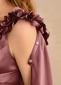 Azazie Rosita Girls Formal Flower Girl Klänningar Klänning A-Line i Stretch Satin Plisserad image6