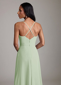 Azazie Naeem Bridesmaid Dresses Dusty Sage A-Line V-Neck Ruffle Chiffon Dress image7