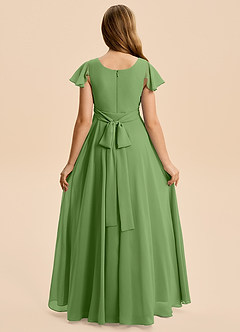 Azazie Cady Junior Basil A-Line Pleated Chiffon Dress image2