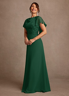 Azazie Frieda Mother of the Bride Dresses Dark Green A-Line Applique Chiffon Dress image2
