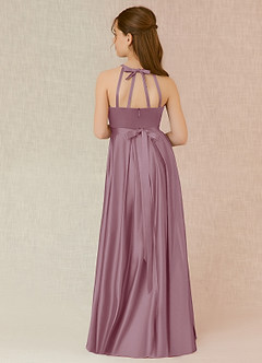 Azazie Arianthe Junior Vintage Mauve A-Line with Pockets Matte Satin Dress image2