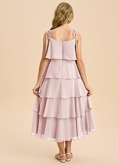 Azazie Shortcake Junior Blushing Pink A-Line Bow Chiffon Dress image2