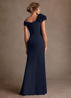 Azazie Gwynne vestidos de madre de la novia Vestido de Azul Marino Oscuro de Crepé elástico de Corte Sirena con Vestidos sin tirantes image3