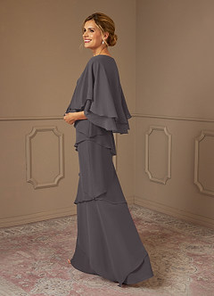 Azazie OHara Mother of the Bride Dresses Steel Grey A-Line V-Neck Chiffon Dress image2