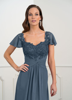 Azazie Gwenyth Mother of the Bride Dresses Neptune A-Line Lace Chiffon Dress image6