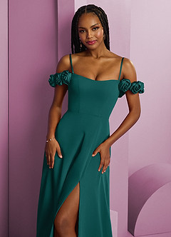 Barbie ♥ Azazie Bridesmaid Dresses Peacock A-Line Off the Shoulder Chiffon Convertible Dress image3