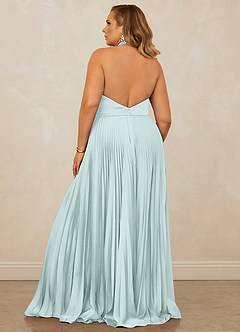 Christian Siriano Bridal for Azazie 1007 Bridesmaid Dresses Sea Glass A-Line Pleated Stretch Satin Dress image11