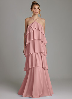 Azazie Deena Abiti da Damigella Abito A-Line in Chiffon Drappeggiato Rosa Polverosa image1