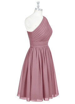 Azazie Katrina Robes de demoiselle d'honneur Robe Trapèze en Mousseline de soie Ue épaule Mauve Vintage image8