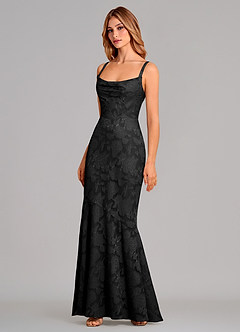 Azazie Aubrey 신부 들러리 드레스 인어 절하다 플로럴 번아웃 바닥 길이 드레스 image3