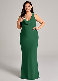 Azazie Rylina Bridesmaid Dresses Dark Green Mermaid Pleated Chiffon Dress image10