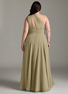 Azazie Charlize Bridesmaid Dresses Moss Green A-Line One Shoulder Chiffon Dress image8