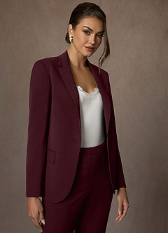 front Kennedy Cabernet Structured Stretch Pants Suit