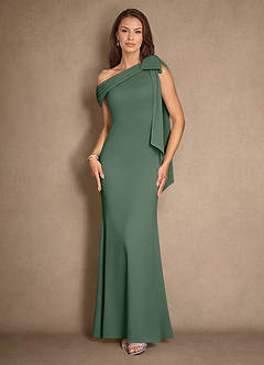 Azazie Myers Mother of the Bride Dresses Eucalyptus Mermaid Pleated Stretch Crepe Dress image1