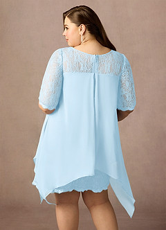 Azazie Flo Mother of the Bride Dresses Sky Blue A-Line Lace Chiffon Dress image13