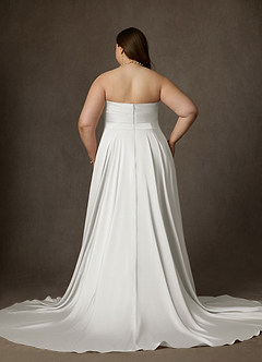 Azazie Alta Trouwjurken Jurk van Stretch Satijn met A-Lijn Strapless Diamant Wit image10