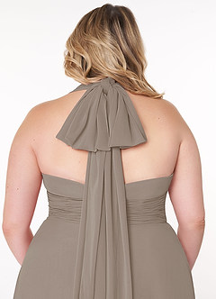 Azazie Fifi Vestidos de damas de honor Vestido de Gris Pardo de Gasa de Corte En A Convertible con Sin tirantes image14