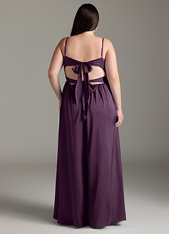 Azazie Zeya Bridesmaid Dresses Plum A-Line Pleated Stretch Satin Dress image10