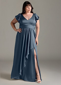 Azazie Omari Brautjungfernkleider A-Linie Stretch-Satin Kleid Zwielichtviolett image9