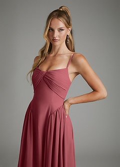 Azazie Evan Bridesmaid Dresses Merlot A-Line Strapless Chiffon Dress image6