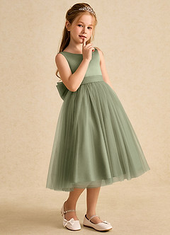 Azazie Winnie Flower Girl Dresses Pistachio Ball-Gown Bow Tulle Dress image6