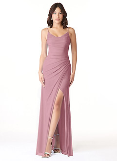 Azazie Deandra Bridesmaid Dresses Vintage Mauve Mermaid Pleated Mesh Dress image1