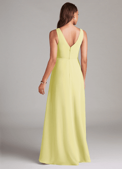 Azazie Nelly Bridesmaid Dresses Lemon Sorbet A-Line Pleated Chiffon Dress image5