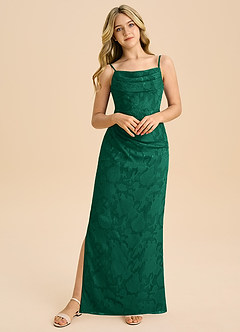 Azazie Mai Junior Etui Plissee Blumen-Burnout Kleid Smaragd image5