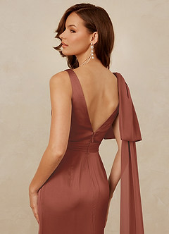 Christian Siriano Bridal for Azazie 1011 Bridesmaid Dresses Auburn Mermaid Bow Stretch Satin Dress image4