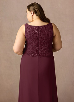 Azazie Cornelia Mother of the Bride Dresses Cabernet Sheath Square Neckline Sequins Chiffon Dress image27