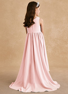 Azazie Pip 플라워 걸 드레스 A라인 소매 없는 쉬폰 코트 트레인 드레스 image3