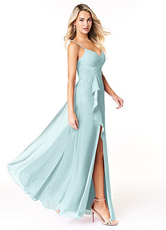 Azazie Emerald Final Sale Mist A-Line Ruffled Chiffon Dress image2