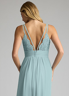 Azazie Maren Allure Bridesmaid Dresses Mist A-Line V-Neck Lace Chiffon Dress image2