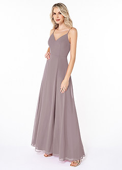 Azazie Lena Bridesmaid Dresses Dusk A-Line Lace Chiffon Dress image3