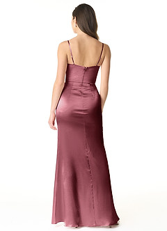 Azazie Sukia Bridesmaid Dresses Desert Rose Mermaid Pleated Metallic Satin Dress image2