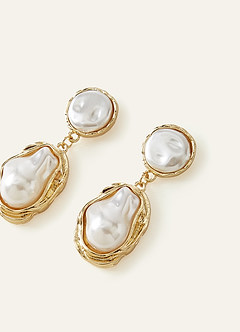 front Pearl Drop Baroque Earrings