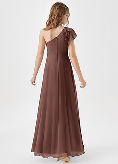 Azazie Arabella Junior Vestido de Expresado de Gasa de Corte en A con Volante image6