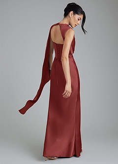 Azazie Taj Bridesmaid Dresses Terracotta Mermaid Corset Stretch Satin Dress image8